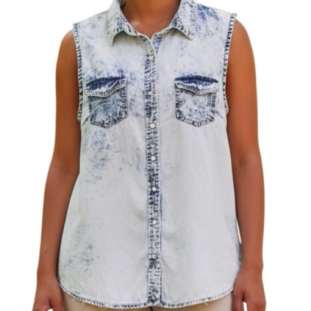Highway Jeans Acid Washed Sleeveless Blouse